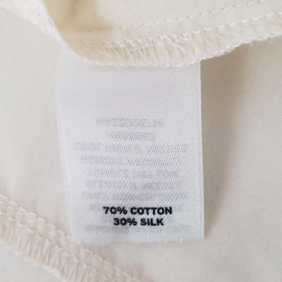 Halogen Silk Cotton Cream Pleated Blouse, Small - Picture 11 of 11